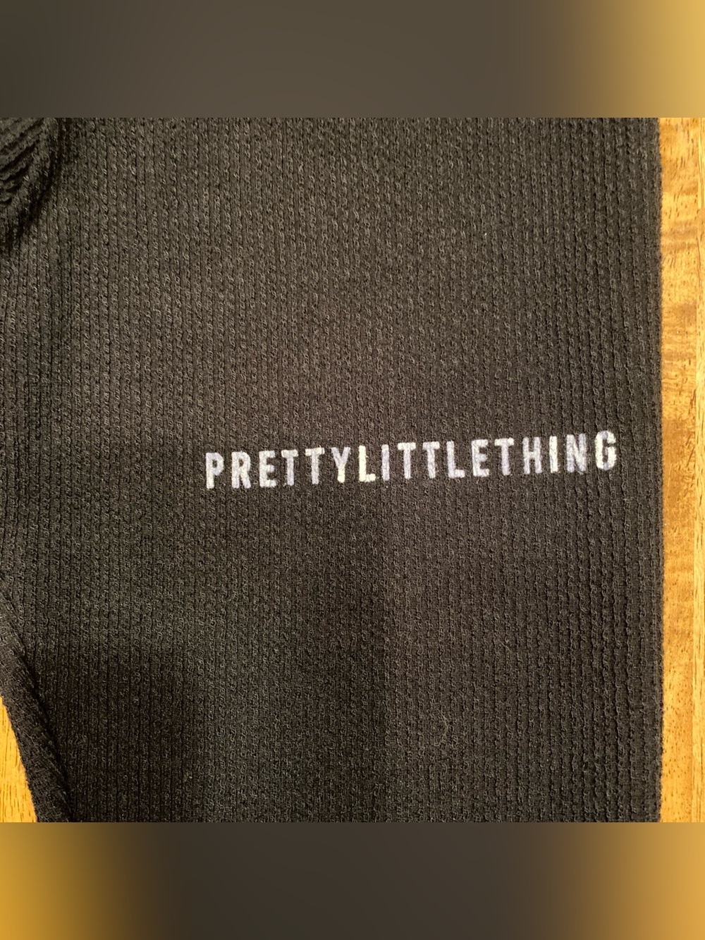 Pretty Little Thing Black Soft Ribbed Flare Slit Hem Leggings Sz 2 30” Inseam - Picture 3 of 6